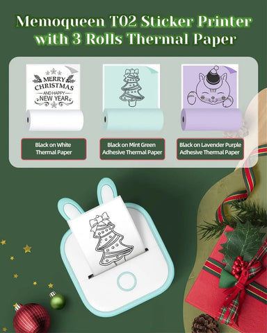 Phomemo T02 Wireless Pocket Thermal Printer Portable Mini Wirelessly BT Connect 203dpi Photo Label Memo List Printing Clearly Ewkiki
