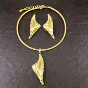 Women Jewelry Set High Quality Gold Plated Necklace Earring Light Weight Accessories African Party Outfit Yulaili Ewkiki