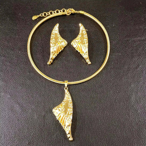 Women Jewelry Set High Quality Gold Plated Necklace Earring Light Weight Accessories African Party Outfit Yulaili Ewkiki