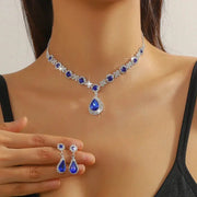 2pcs/set Jewelry Sets Women Elegant Waterdrop Rhinestone Pendant Necklace stud Earrings Wedding Dress Bridal Jewelry Set Ewkiki
