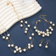 Women's Elegant Jewelry Set Multi-layered Imitation Pearl Necklaces Bracelets Earrings Simple Daily Wear Dating Party Weddings Ewkiki