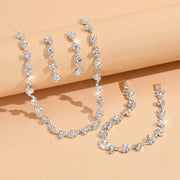 New Fashion Wedding Jewelry Sets Crystal Decoration Choker Necklace Earrings Bracelet Sets Shining Bridal Jewelry Set Ewkiki
