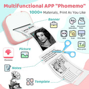T02 Mini Thermal Printer Phomemo T02 Sticker Maker Machine Portable Bluetooth Pocket Printer Study Supplies for Photos Notes Ewkiki
