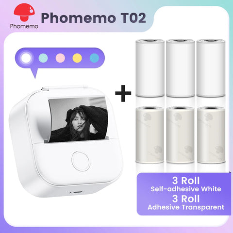 Phomemo T02 Pocket Printer Mini Portable Label Maker Self-adhesive Sticker mini impresora portatil impresora etiqueta adhesivas Ewkiki