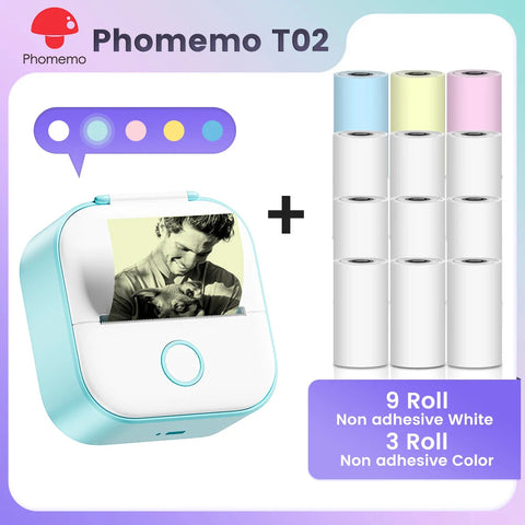 Phomemo T02 Pocket Printer Mini Portable Label Maker Self-adhesive Sticker mini impresora portatil impresora etiqueta adhesivas Ewkiki
