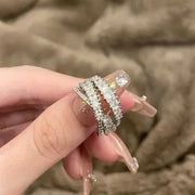 Korea New Fashion Jewelry Exquisite Silver Color Zircon Ring Elegant Women's Opening Adjustable Wedding Gift Luxury Accessory Ewkiki