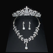 Luxury Bridal Jewelry Sets Women/Girl Gold Color Tiara/Crown Earrings Choker Necklace Bride Jewelry Set Ewkiki