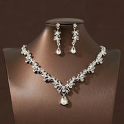 Bridal Wedding Jewelry 4-piece Set, Alloy Crystal Crown&Crystal Necklace&Earrings Women's Classic Wedding Tiaras Ewkiki