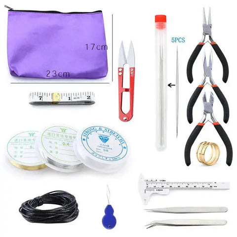 Jewelry Making Supplies Kit with Jewelry Tools, Jewelry Copper Wires Thread and Jewelry Findings for Jewelry Repair and Beading Ewkiki