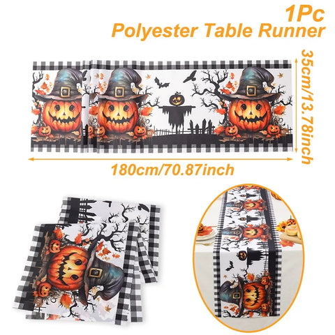 Halloween Table Runner Halloween Party Decoration Kids Favors Spooky Pumpkin Ghost Table Runner Trick or Treat Party Supplies