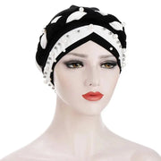 Indian Muslim Women Two Color Hijab Milk Silk Chemical Hat Braided Bead Hijab Islamic Hijab Ladies Bicolor Pearl Baotou Cap Ewkiki
