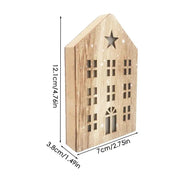 Christmas Wooden House Decor Christmas Led Light Wooden House Decorations Tabletop Hangable Ornaments Christmas Party Supplies Ewkiki