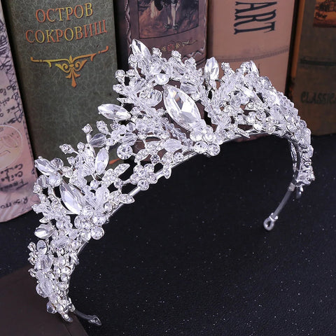 Bridal Jewelry Set Wedding Crowns for Brides Tiaras and Crowns Bride Crystal Rhinestone Necklace Tiara Wedding Hair Accessories Ewkiki