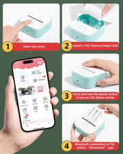 Phomemo T02 Wireless Pocket Thermal Printer Portable Mini Wirelessly BT Connect 203dpi Photo Label Memo List Printing Clearly Ewkiki