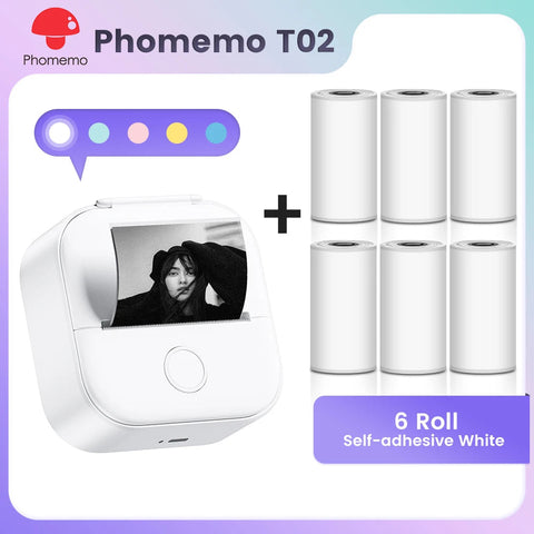 Phomemo T02 Pocket Printer Mini Portable Label Maker Self-adhesive Sticker mini impresora portatil impresora etiqueta adhesivas Ewkiki