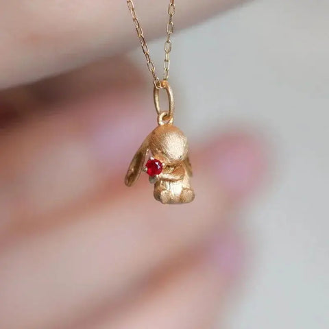 Cute and Exquisite Rabbit Jewelry Sets New in Fun Matte Ancient Gold Craft Earrings for Women Ring Necklace Gifts to Girlfriend Ewkiki