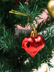 12PCS Love Christmas Tree Pendant Christmas Peach Heart Electroplated Ball Party Wedding Home Decoration Pendant Home Decoration - Ewkiki