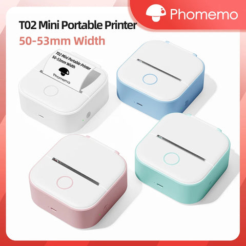 Phomemo T02 Wireless Pocket Thermal Printer Portable Mini Wirelessly BT Connect 203dpi Photo Label Memo List Printing Clearly Ewkiki