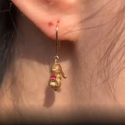 Cute and Exquisite Rabbit Jewelry Sets New in Fun Matte Ancient Gold Craft Earrings for Women Ring Necklace Gifts to Girlfriend Ewkiki