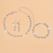 New Fashion Wedding Jewelry Sets Crystal Decoration Choker Necklace Earrings Bracelet Sets Shining Bridal Jewelry Set Ewkiki
