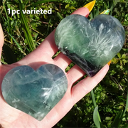 1pc Elegant feather fluorite heart shaped love, home decoration stone, crystal collection decoration, home decoration love stone - Ewkiki