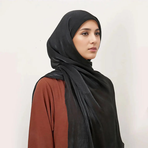Muslim Instant Hijab Glitter Hijab With Cap Bonnet Instant Satin Silk Hijab Pinless Shawl Headscarf Under Scarf Cover Headwrap Ewkiki