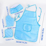 Play The Role Of A Family Dress Up In The Kitchen  Cook Set  Baked Checkered Apron  Toy