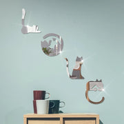 3D LOVE Cat Mirror Wall Sticker Acrylic Paste Home Decoration Cats Wallpaper Bathroom Bedroom Living Door Modern Home Decoration Ewkiki