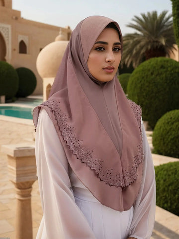 Luxury Ramadan Diamonds Chiffon Hijab Instant Hijab Women Muslim Scarf With Rhinestone Heavy Quality Headscarf Wraps Party Hijab Ewkiki