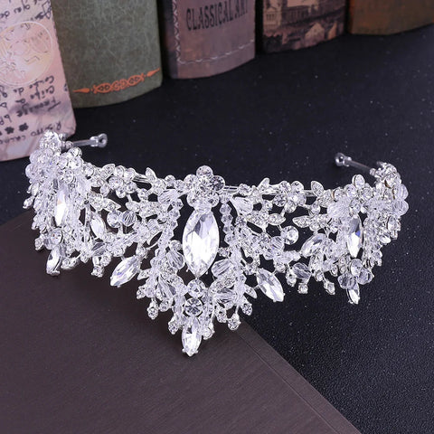Bridal Jewelry Set Wedding Crowns for Brides Tiaras and Crowns Bride Crystal Rhinestone Necklace Tiara Wedding Hair Accessories Ewkiki