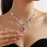 2pcs/set Jewelry Sets Women Elegant Waterdrop Rhinestone Pendant Necklace stud Earrings Wedding Dress Bridal Jewelry Set Ewkiki