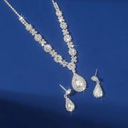2pcs/set Jewelry Sets Women Elegant Waterdrop Rhinestone Pendant Necklace stud Earrings Wedding Dress Bridal Jewelry Set Ewkiki