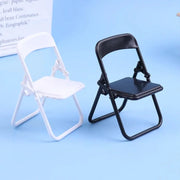 1Pc Dollhouse Miniature Chair Plastic Folding Armchair Simulation Furniture dollHouse accessories Black White Ewkiki