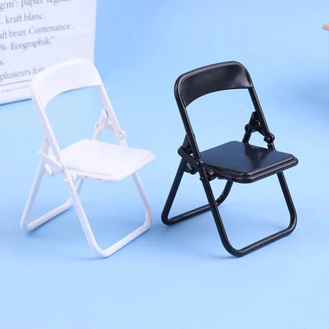 1Pc Dollhouse Miniature Chair Plastic Folding Armchair Simulation Furniture dollHouse accessories Black White Ewkiki
