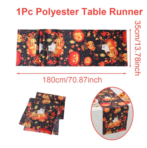 Halloween Table Runner Halloween Party Decoration Kids Favors Spooky Pumpkin Ghost Table Runner Trick or Treat Party Supplies