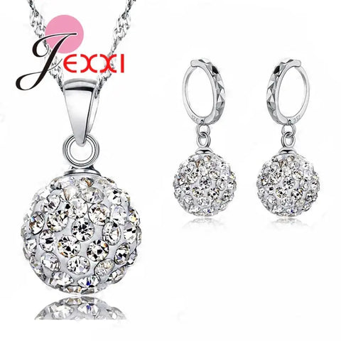Jewelry High Quality Factory Price Fashion Wholesale Austrial Crystal Colorful 925 Sterling Silver Color Necklace&Earring Sets Ewkiki