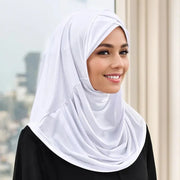 Crossed Forehead Muslim Instant Hijab Women Cotton Hijab Solid Color Crinkle Turban Soft Cotton Hemp Hijab Underscarf Cover Chin Ewkiki