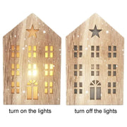 Christmas Wooden House Decor Christmas Led Light Wooden House Decorations Tabletop Hangable Ornaments Christmas Party Supplies Ewkiki