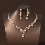 Bridal Wedding Jewelry 4-piece Set, Alloy Crystal Crown&Crystal Necklace&Earrings Women's Classic Wedding Tiaras Ewkiki