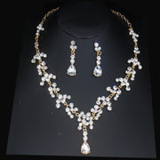 Luxury Bridal Jewelry Sets Women/Girl Gold Color Tiara/Crown Earrings Choker Necklace Bride Jewelry Set Ewkiki