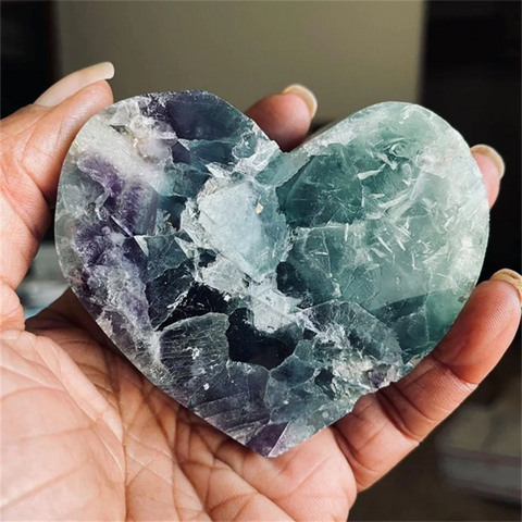 1pc Elegant feather fluorite heart shaped love, home decoration stone, crystal collection decoration, home decoration love stone - Ewkiki