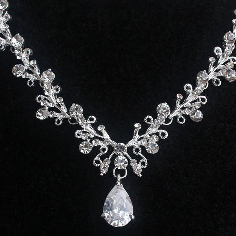 Bridal Jewelry Set Wedding Crowns for Brides Tiaras and Crowns Bride Crystal Rhinestone Necklace Tiara Wedding Hair Accessories Ewkiki