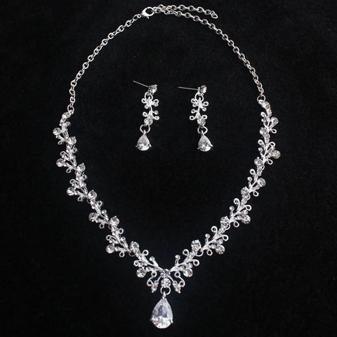 Bridal Jewelry Set Wedding Crowns for Brides Tiaras and Crowns Bride Crystal Rhinestone Necklace Tiara Wedding Hair Accessories Ewkiki