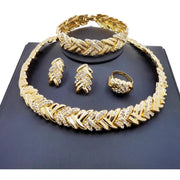 ewelry for Women Fashion Crystal Jewelry Set 18k Gold Plated Rhinestone Clear Crystal Necklace Earrings Accessories Gifts for Pr Ewkiki
