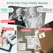 T02 Mini Thermal Printer Phomemo T02 Sticker Maker Machine Portable Bluetooth Pocket Printer Study Supplies for Photos Notes Ewkiki