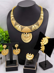 Dubai Jewelry for Women Fashion 24k Gold Plated Jewelry Set Necklace Earrings Accessories Gifts for Party Wedding Ewkiki