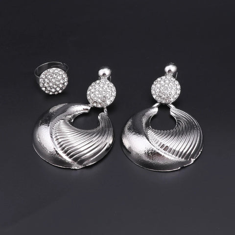 Dubai Jewelry Set For Women Silver Plated Luxury Necklace Earrings Bracelet And Ring Set Jewelry For Wedding Party Trending ﻿ Ewkiki