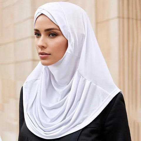 Crossed Forehead Muslim Instant Hijab Women Cotton Hijab Solid Color Crinkle Turban Soft Cotton Hemp Hijab Underscarf Cover Chin Ewkiki